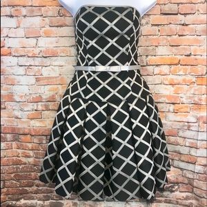 Jessica McClintock Black Silver Strapless Dress